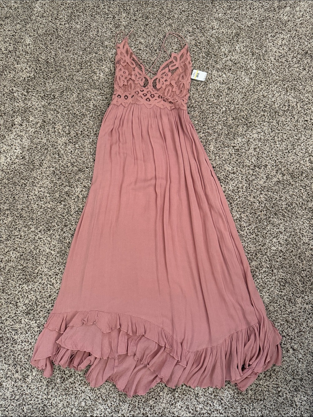 Free People Dusty Rose Lace Bodice Maxi Dress